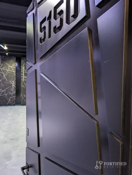 Gun room door with custom black glass finish